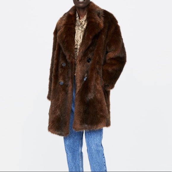 Zara Jackets Coats Zara Faux Fur Double Breasted Jacket